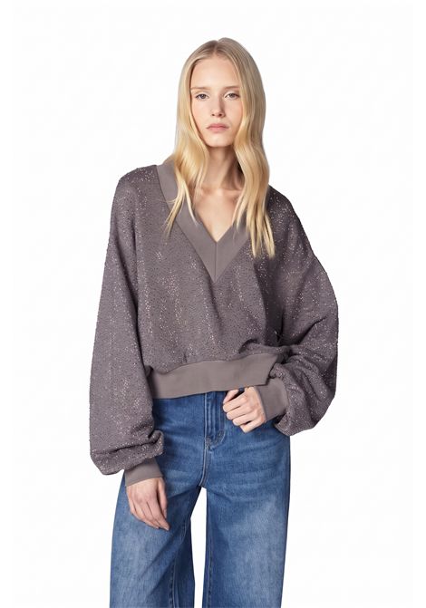 Felpa oversize con applicazione di pietre TWENTY FOURHAITCH | A0195GRIGIO